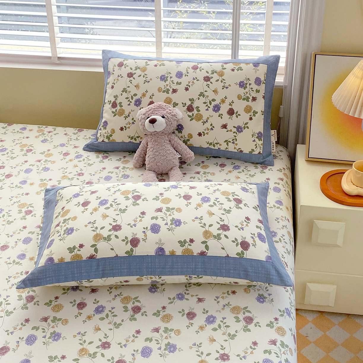 91家纺网 家纺一手货源 找家纺 春皖家纺 2026新款全棉老粗布工艺款单枕套枕套单件 田园梦