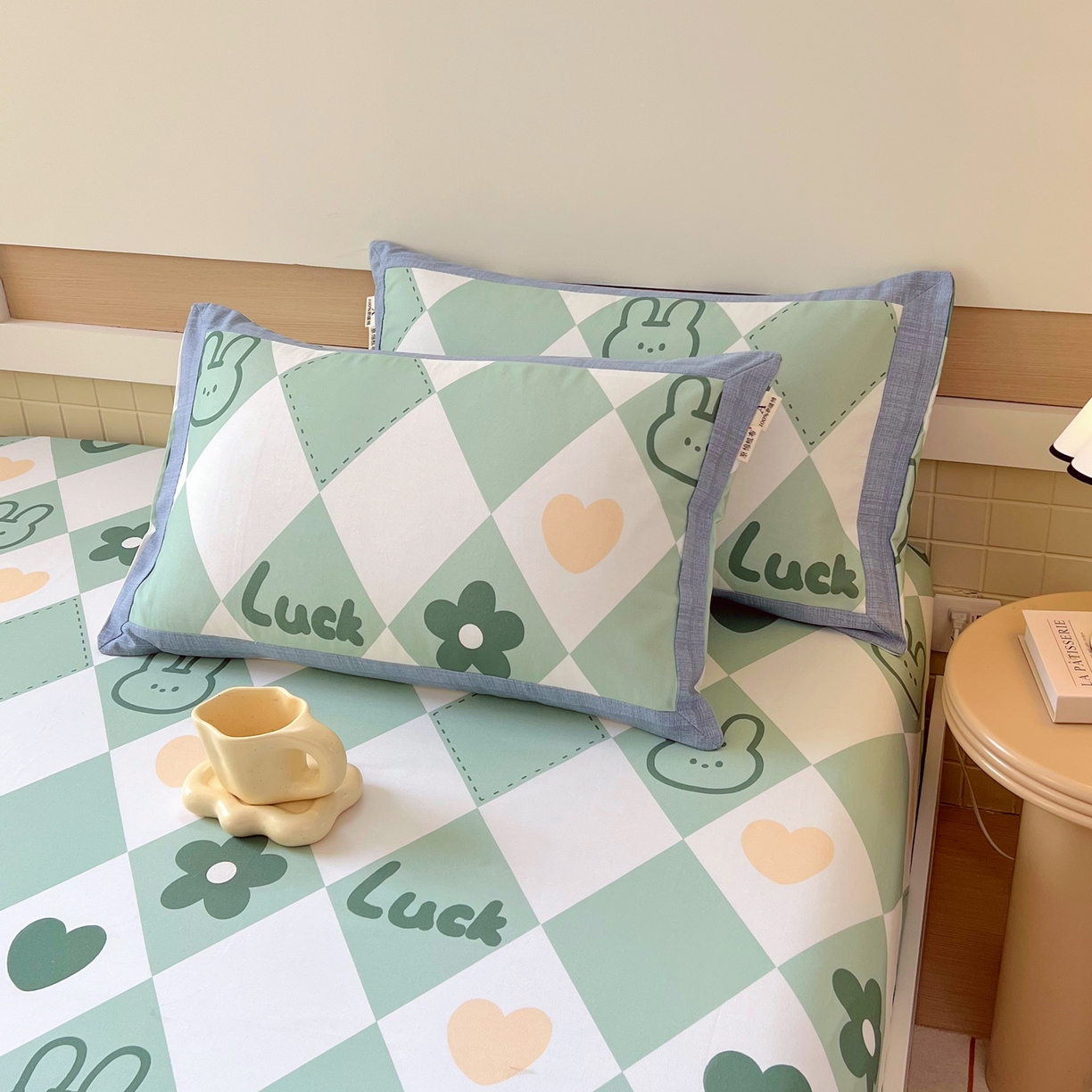 91家纺网 家纺一手货源 找家纺 春皖家纺 2026新款全棉老粗布工艺款单枕套枕套单件 幸运