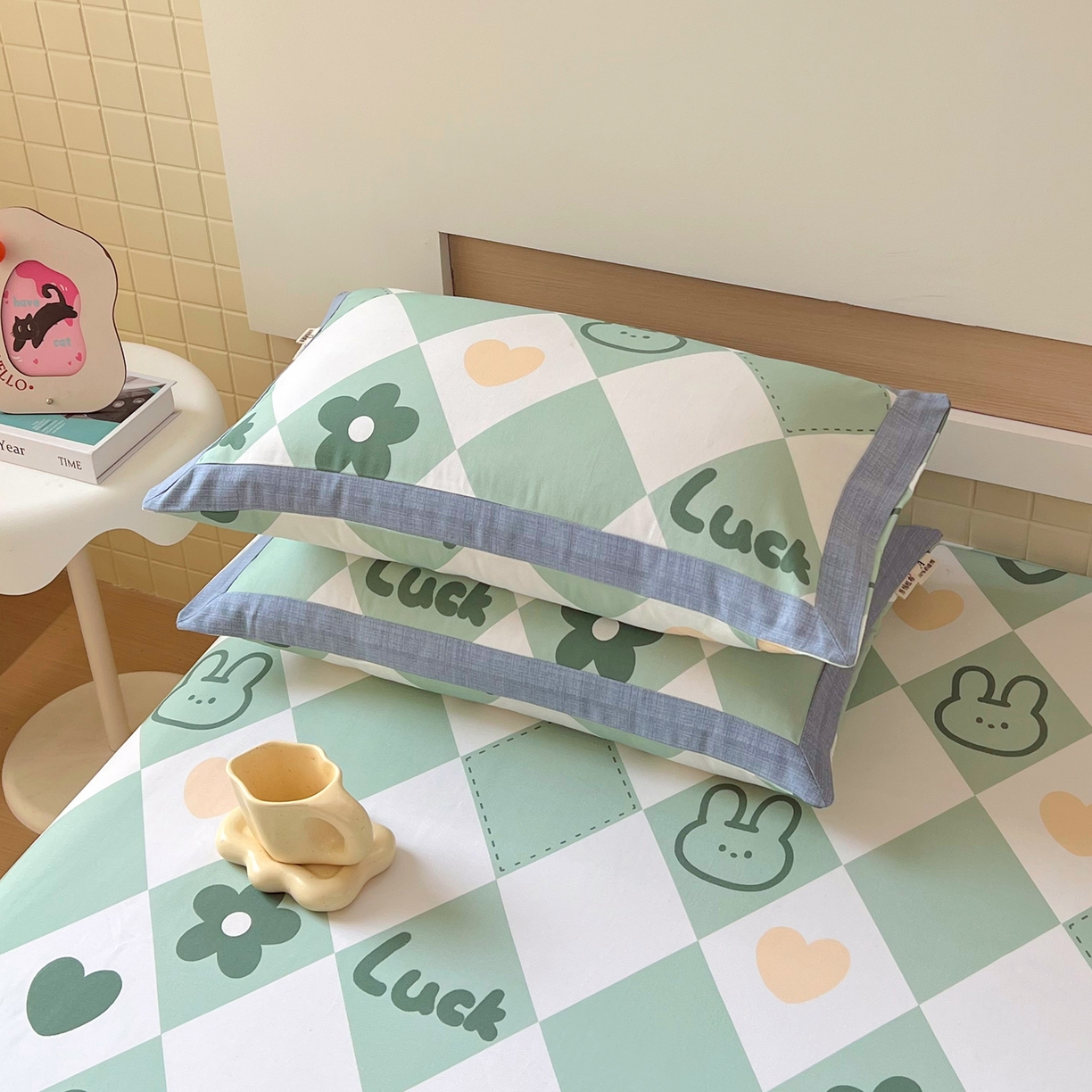 91家纺网 家纺一手货源 找家纺 春皖家纺 2026新款全棉老粗布工艺款单枕套枕套单件 幸运