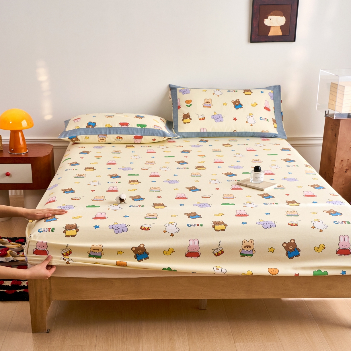 91家纺网 家纺一手货源 找家纺 （总）春皖家纺 2026新款全棉老粗布工艺款单床笠床笠单件