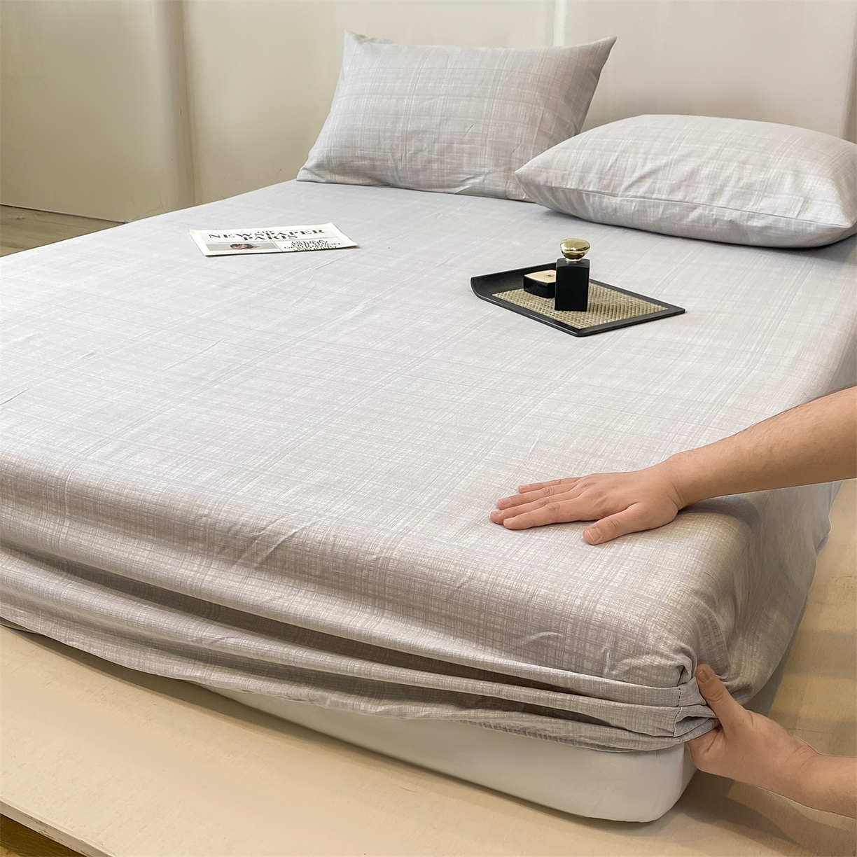 91家纺网 家纺一手货源 找家纺 （总）源舍家纺 2026新款全棉纯棉老粗布单床笠床笠单件