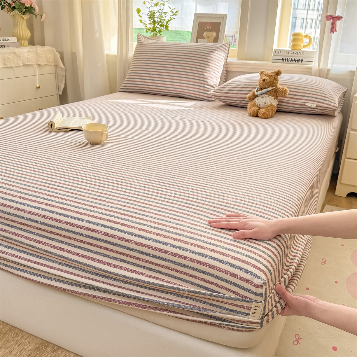 91家纺网 家纺一手货源 找家纺 （总）源舍家纺 2026新款全棉纯棉老粗布单床笠床笠单件