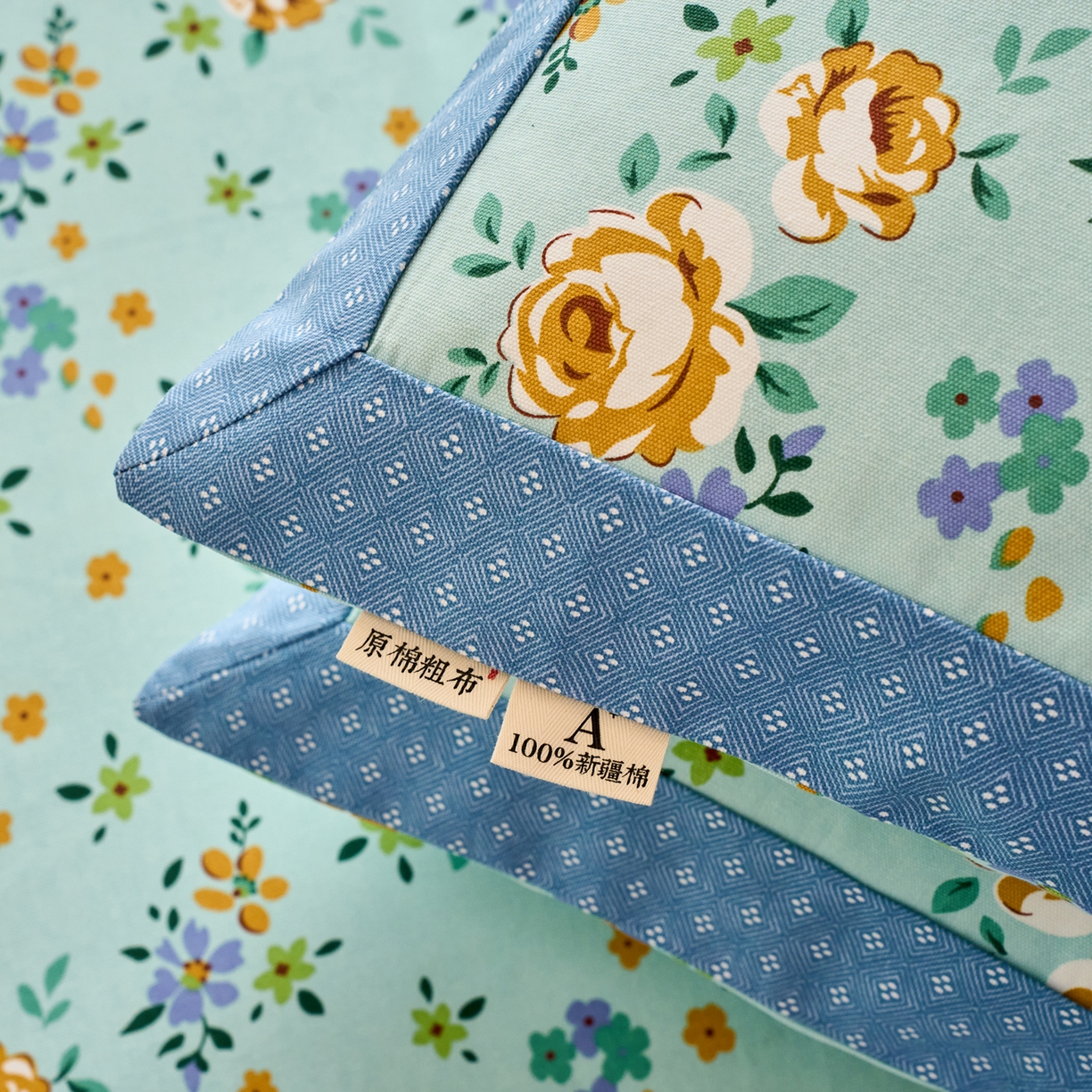 91家纺网 家纺一手货源 找家纺 春皖家纺 2026新款全棉老粗布工艺款单枕套枕套单件 绚烂