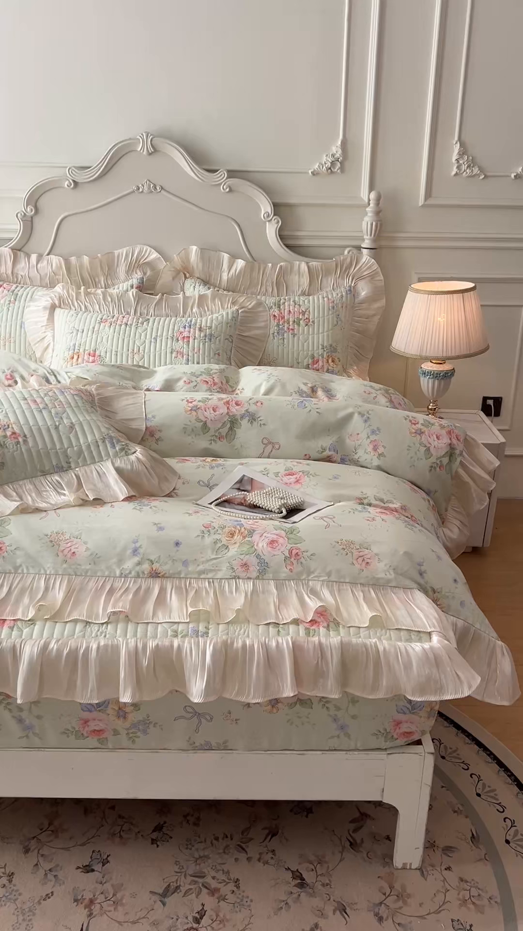 91家纺网 家纺一手货源 找家纺 （总）宜凡家纺 2026新款全棉夹棉公主风床笠三件套