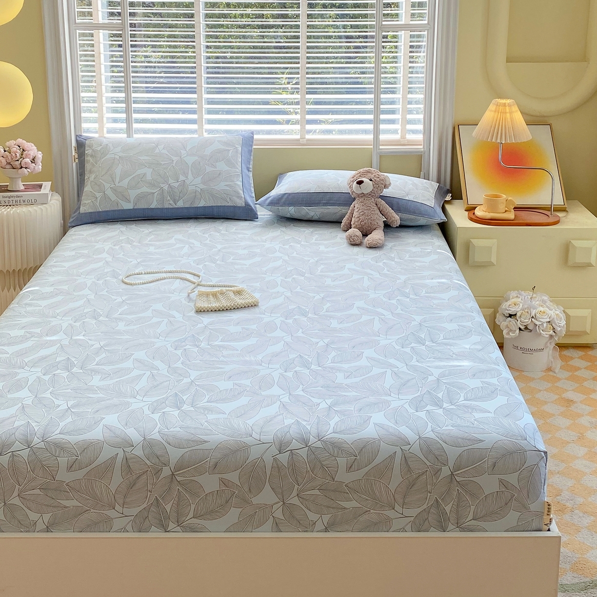 91家纺网 家纺一手货源 找家纺 春皖家纺 2026新款全棉老粗布工艺款单床笠床笠单件 晨曦-蓝