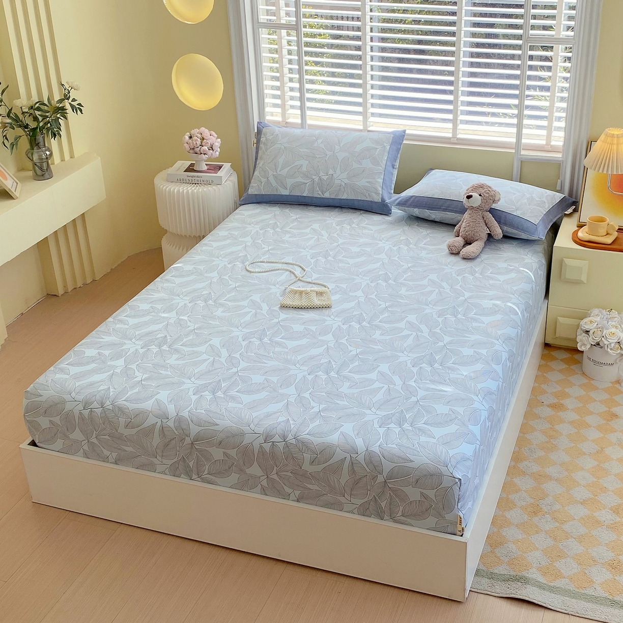 91家纺网 家纺一手货源 找家纺 春皖家纺 2026新款全棉老粗布工艺款单床笠床笠单件 晨曦-蓝