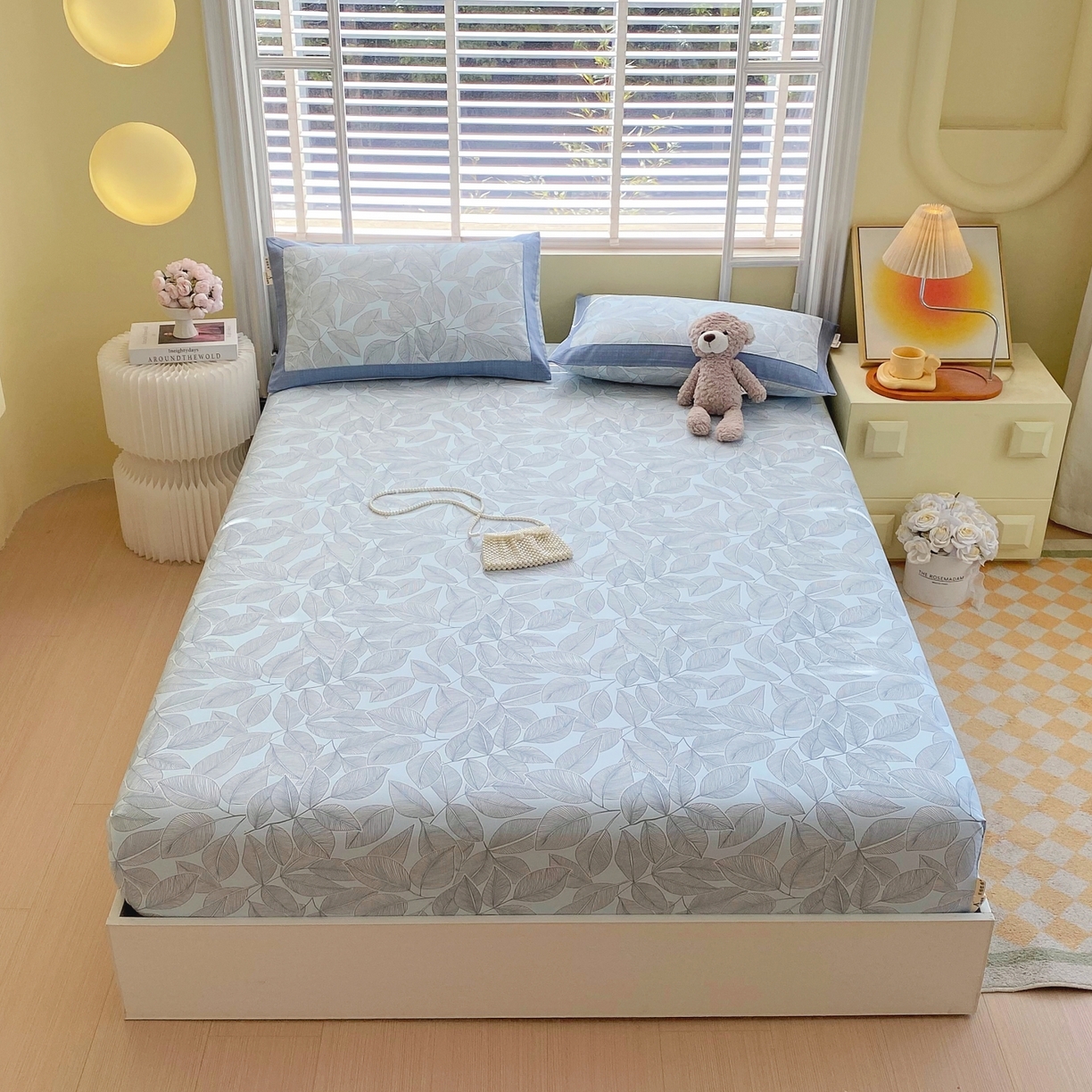 91家纺网 家纺一手货源 找家纺 春皖家纺 2026新款全棉老粗布工艺款单床笠床笠单件 晨曦-蓝