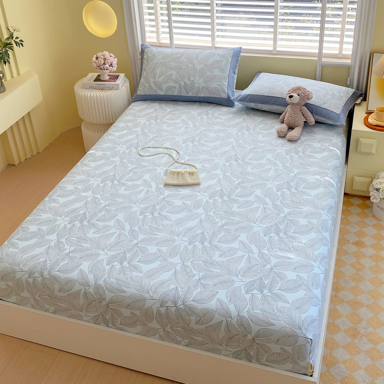 91家纺网 家纺一手货源 找家纺 春皖家纺 2026新款全棉老粗布工艺款单床笠床笠单件 晨曦-蓝