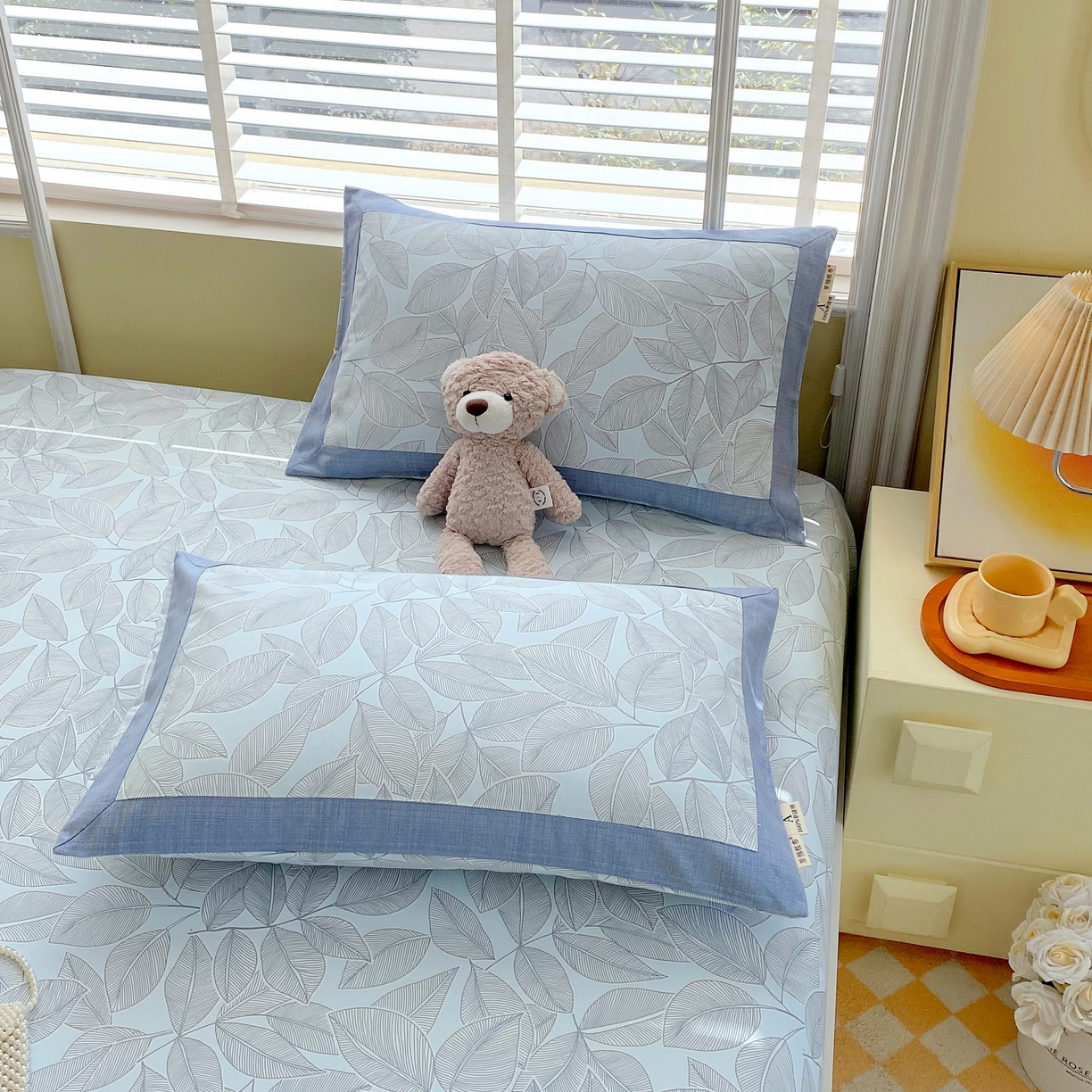 91家纺网 家纺一手货源 找家纺 春皖家纺 2026新款全棉老粗布工艺款单床笠床笠单件 晨曦-蓝