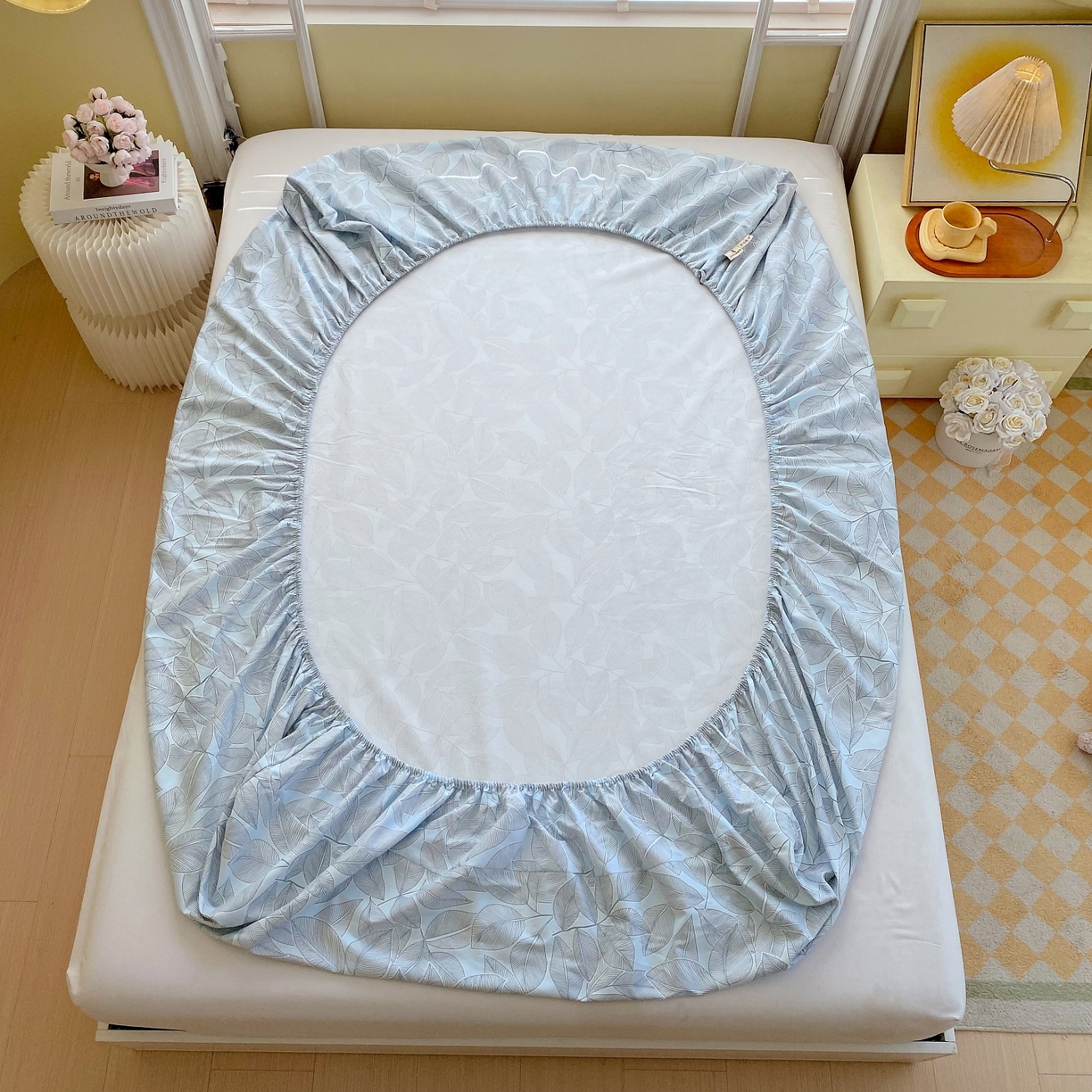 91家纺网 家纺一手货源 找家纺 春皖家纺 2026新款全棉老粗布工艺款单床笠床笠单件 晨曦-蓝