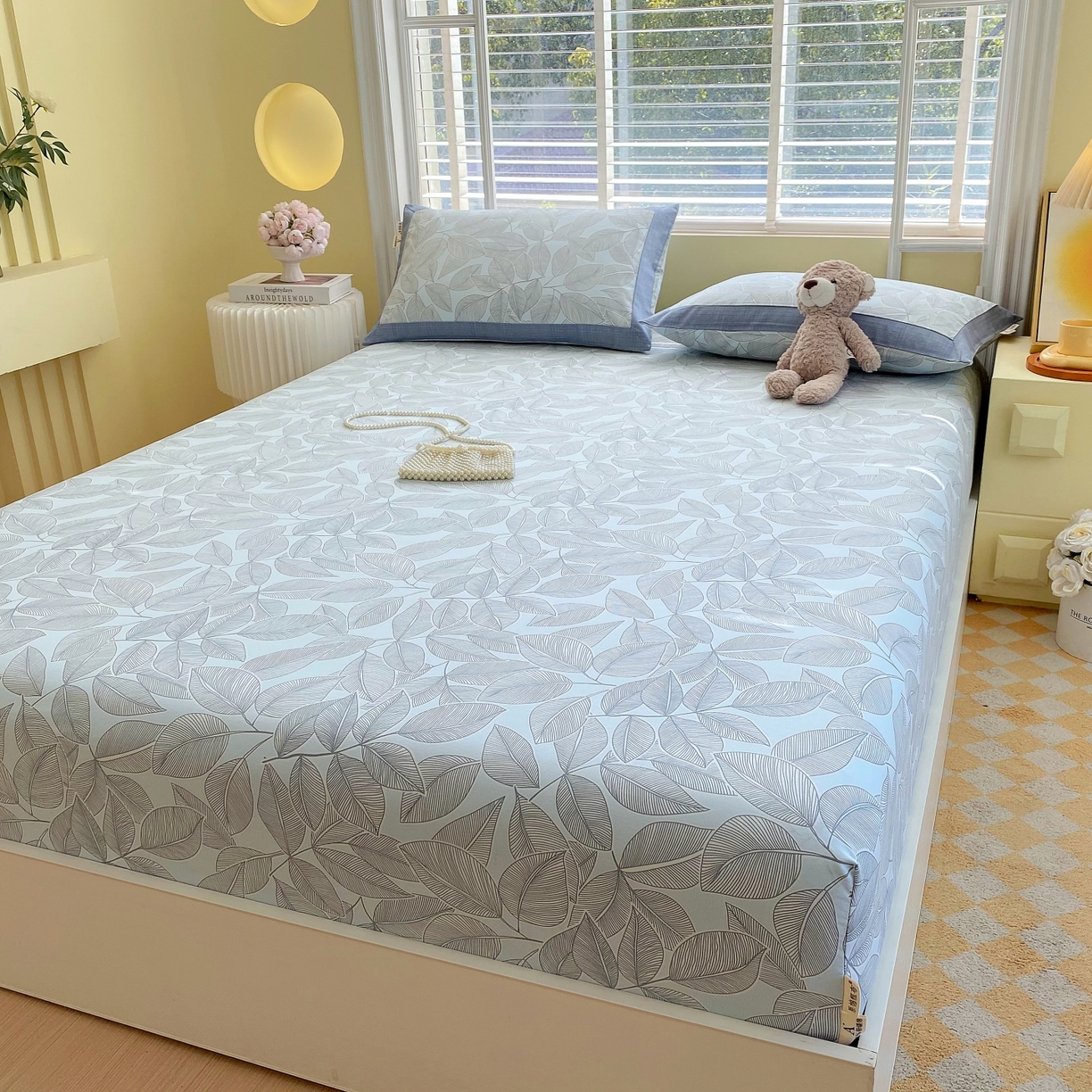 91家纺网 家纺一手货源 找家纺 春皖家纺 2026新款全棉老粗布工艺款单床笠床笠单件 晨曦-蓝