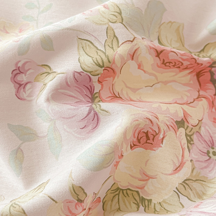 91家纺网 家纺一手货源 找家纺 宜凡家纺 2026新款全棉夹棉公主风床笠三件套 春日微光