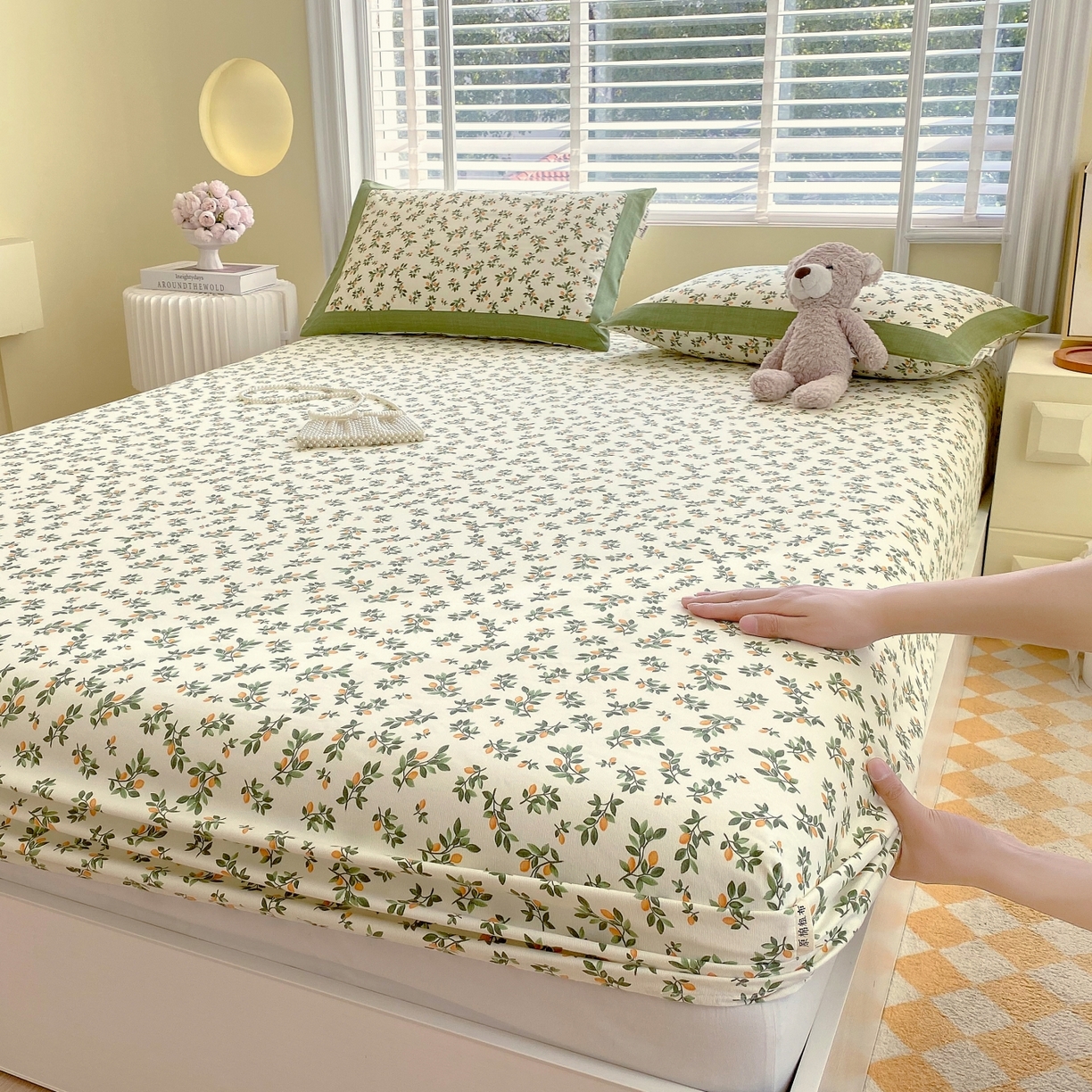 91家纺网 家纺一手货源 找家纺 春皖家纺 2026新款全棉老粗布工艺款单床笠床笠单件 翠林音