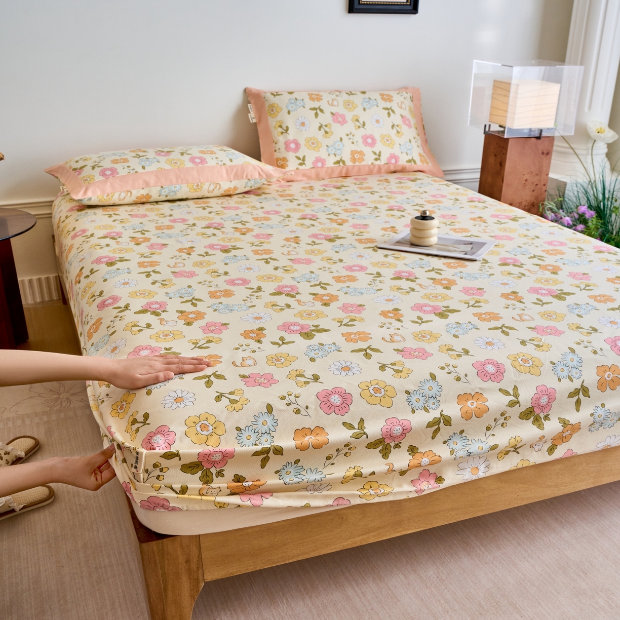 91家纺网 家纺一手货源 找家纺 春皖家纺 2026新款全棉老粗布工艺款单床笠床笠单件 繁华