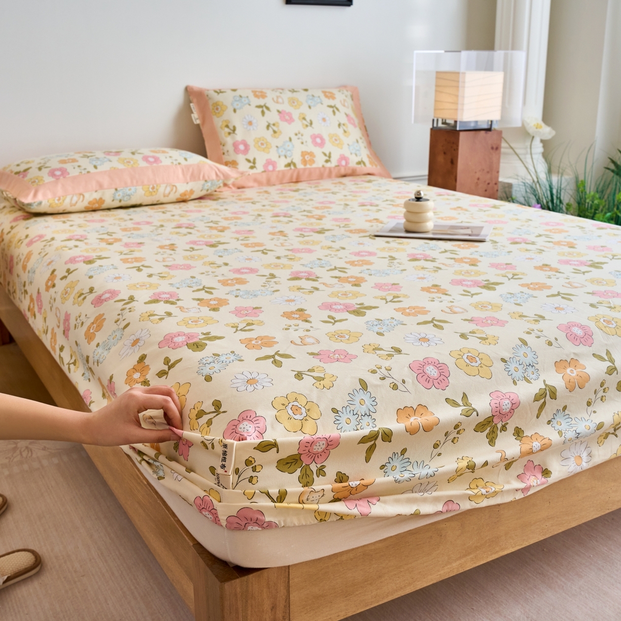 91家纺网 家纺一手货源 找家纺 春皖家纺 2026新款全棉老粗布工艺款单床笠床笠单件 繁华