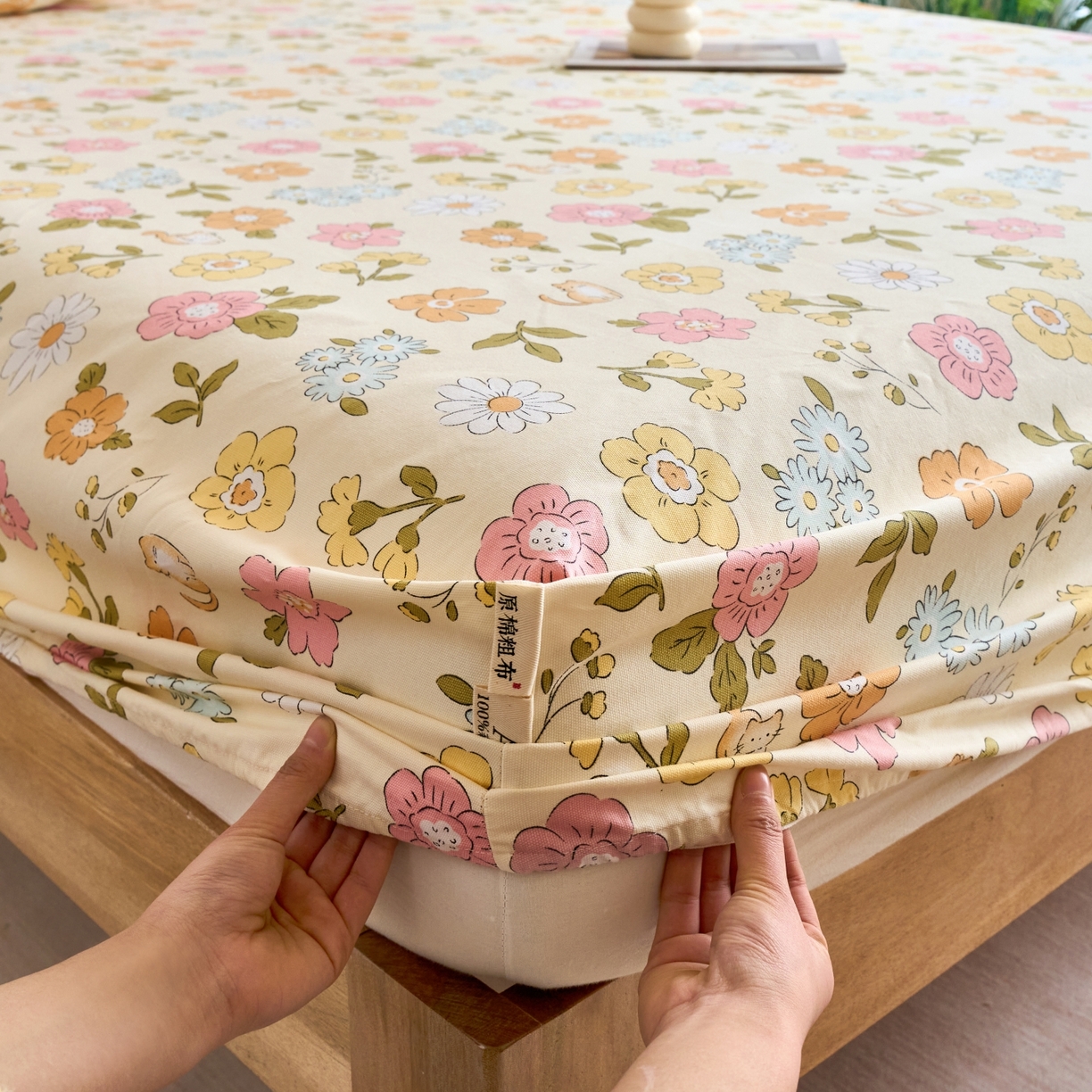 91家纺网 家纺一手货源 找家纺 春皖家纺 2026新款全棉老粗布工艺款单床笠床笠单件 繁华