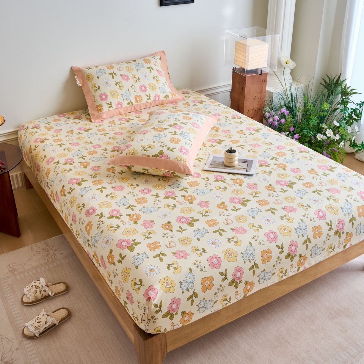 91家纺网 家纺一手货源 找家纺 春皖家纺 2026新款全棉老粗布工艺款单床笠床笠单件 繁华