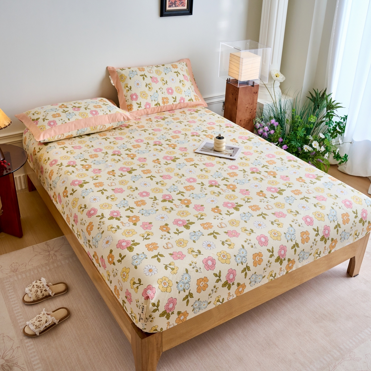 91家纺网 家纺一手货源 找家纺 春皖家纺 2026新款全棉老粗布工艺款单床笠床笠单件 繁华