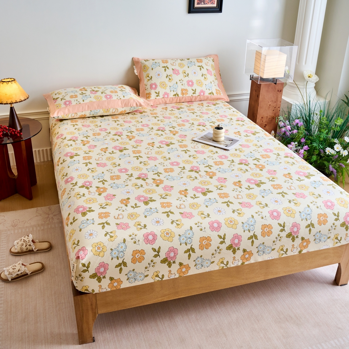 91家纺网 家纺一手货源 找家纺 春皖家纺 2026新款全棉老粗布工艺款单床笠床笠单件 繁华