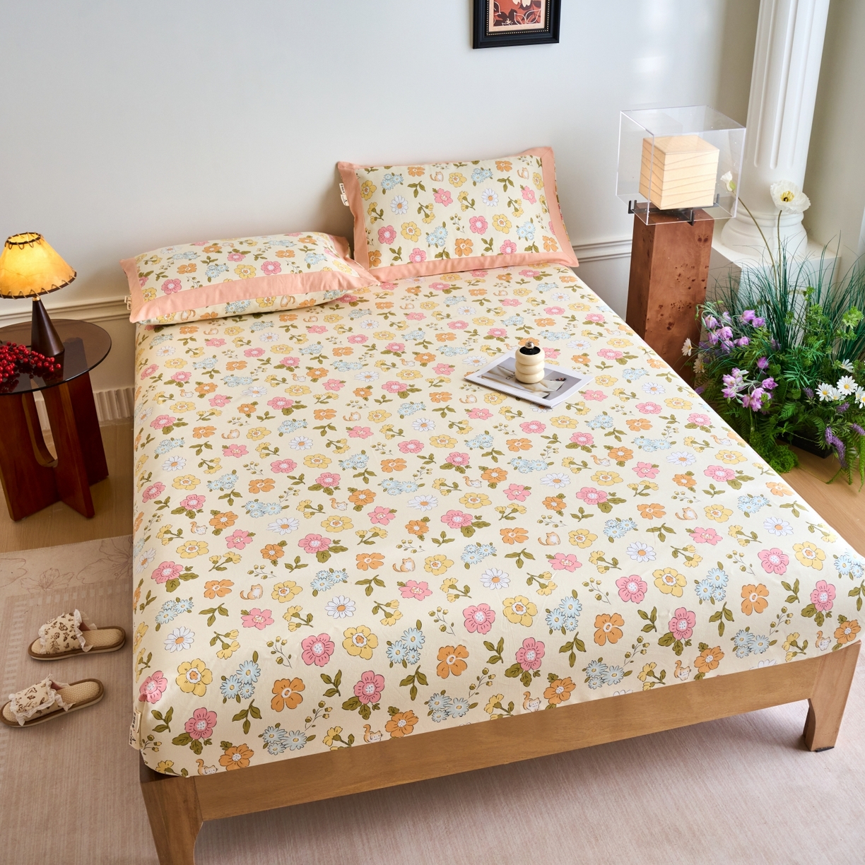 91家纺网 家纺一手货源 找家纺 春皖家纺 2026新款全棉老粗布工艺款单床笠床笠单件 繁华