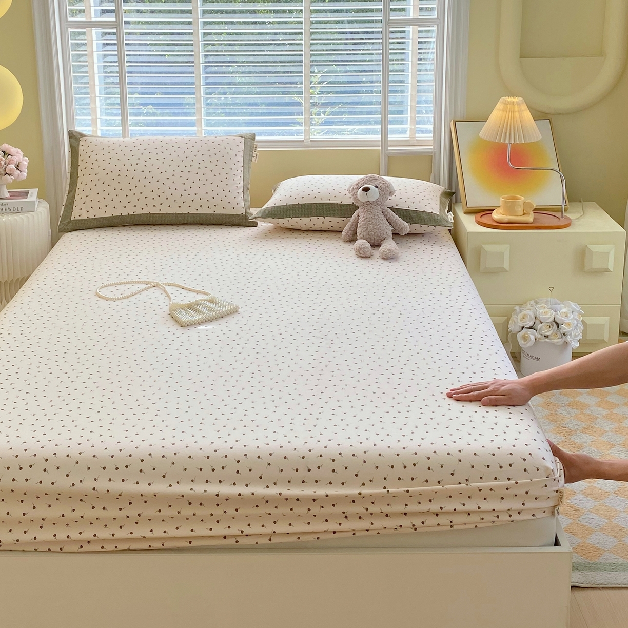 春皖家纺 2026新款全棉老粗布工艺款单床笠床笠单件 风信咖