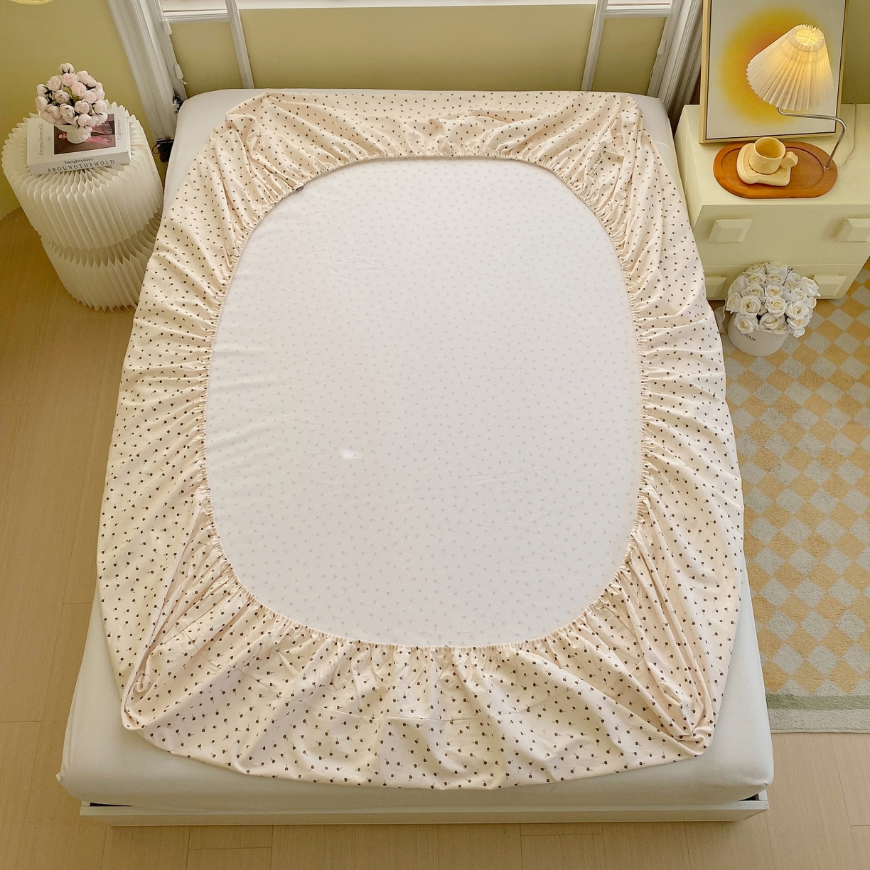 91家纺网 家纺一手货源 找家纺 春皖家纺 2026新款全棉老粗布工艺款单床笠床笠单件 风信咖