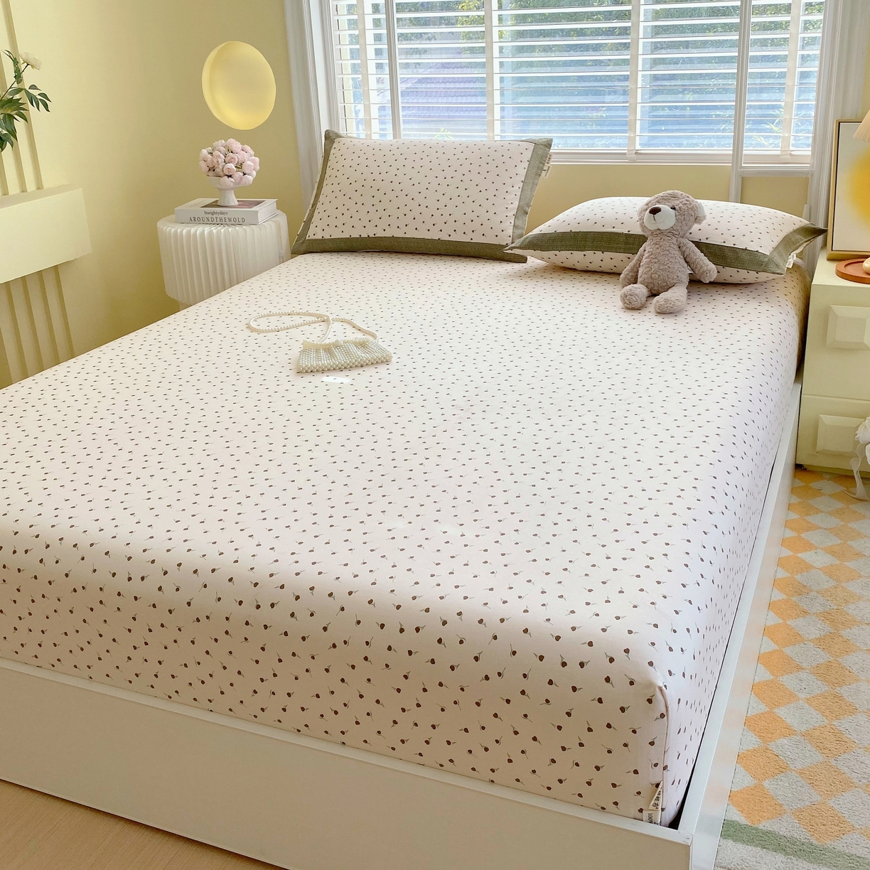 91家纺网 家纺一手货源 找家纺 春皖家纺 2026新款全棉老粗布工艺款单床笠床笠单件 风信咖