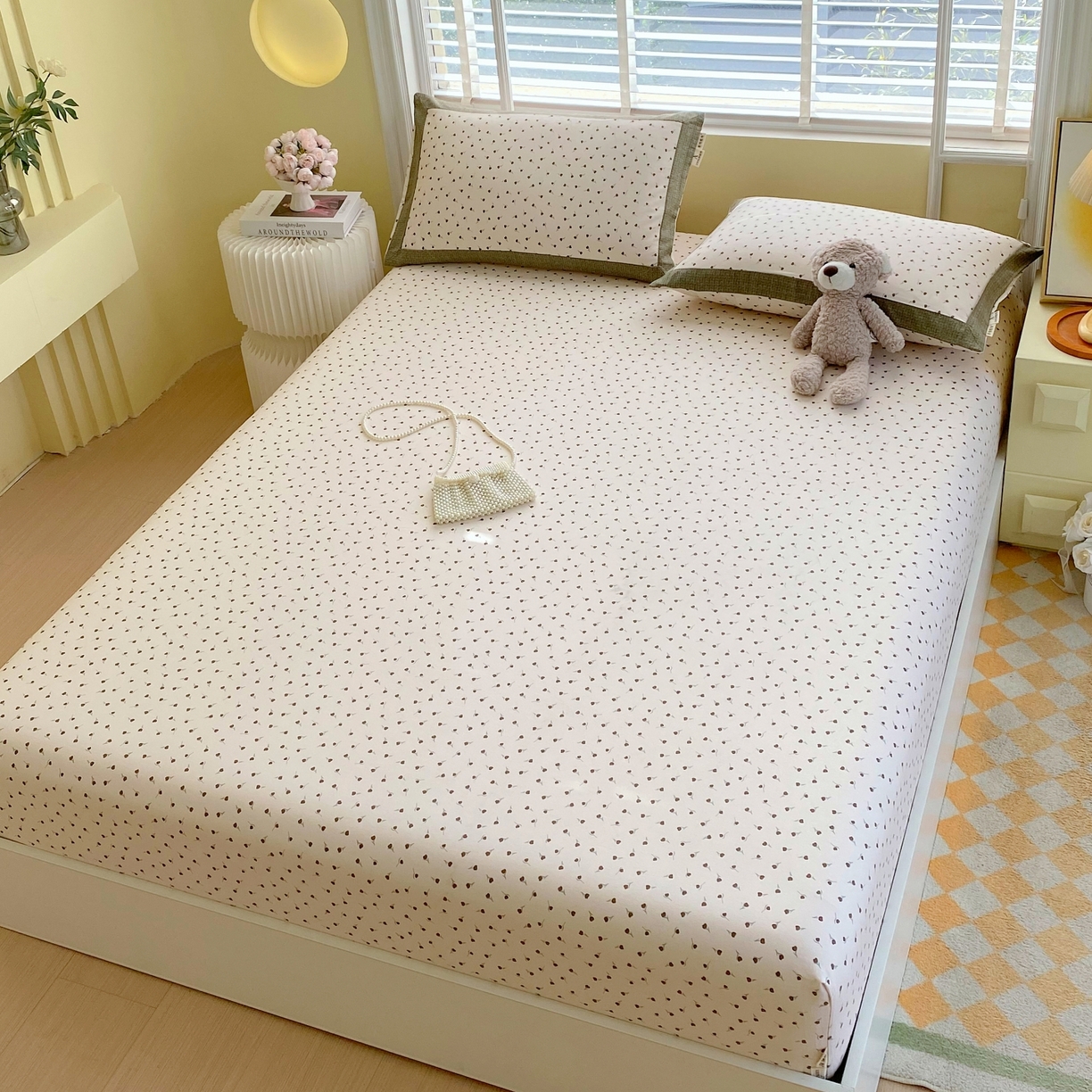 91家纺网 家纺一手货源 找家纺 春皖家纺 2026新款全棉老粗布工艺款单床笠床笠单件 风信咖