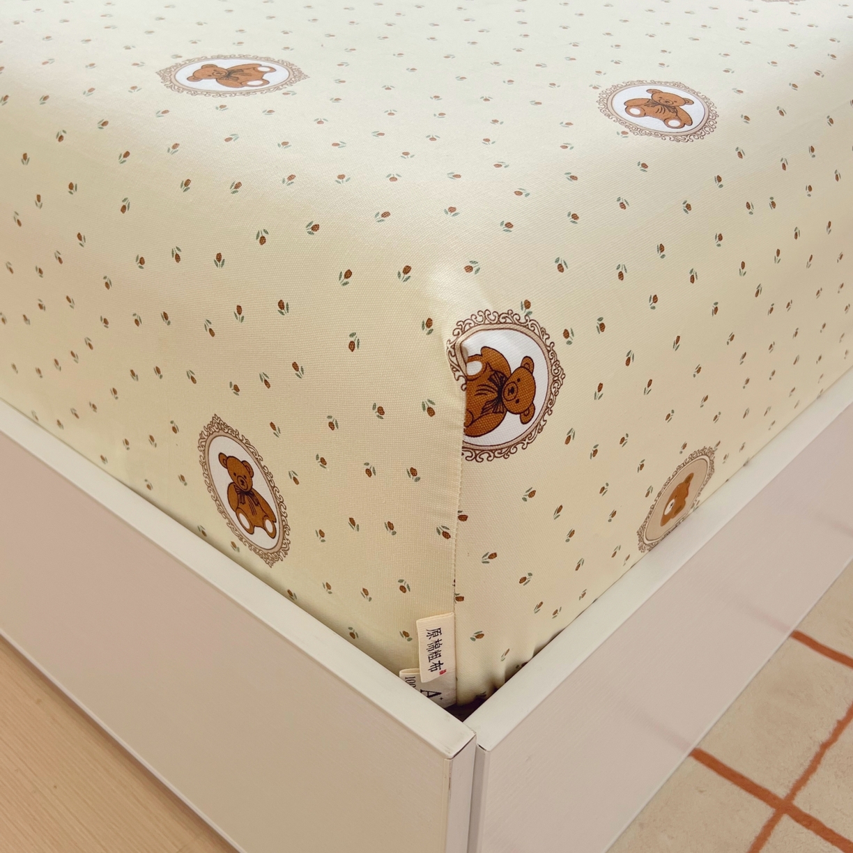 91家纺网 家纺一手货源 找家纺 春皖家纺 2026新款全棉老粗布工艺款单床笠床笠单件 可爱熊