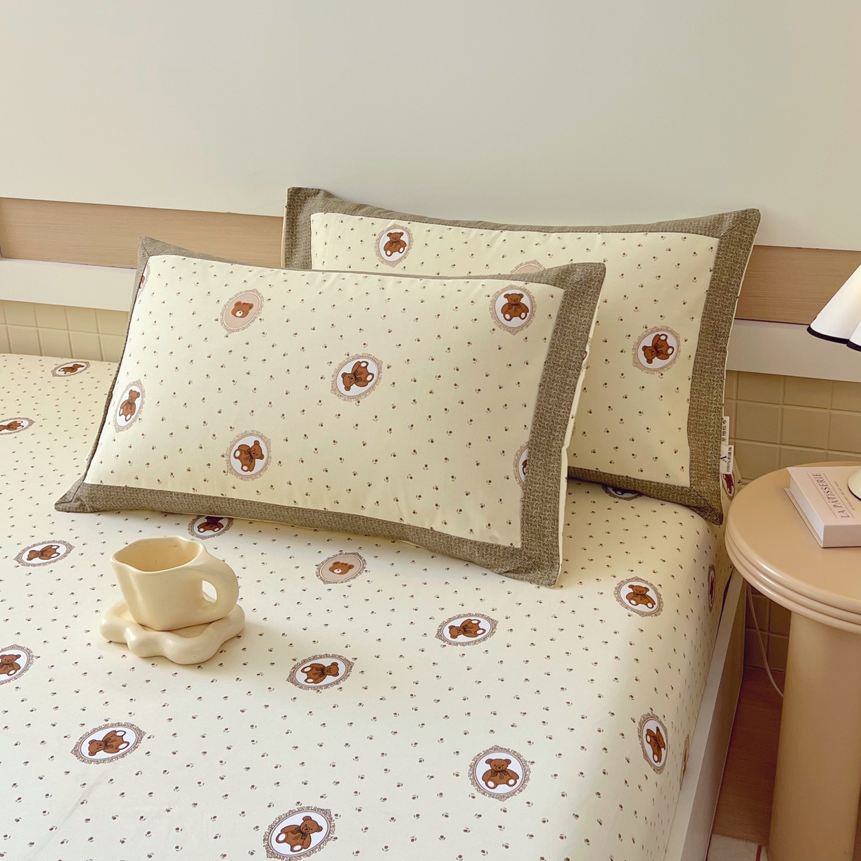 91家纺网 家纺一手货源 找家纺 春皖家纺 2026新款全棉老粗布工艺款单床笠床笠单件 可爱熊