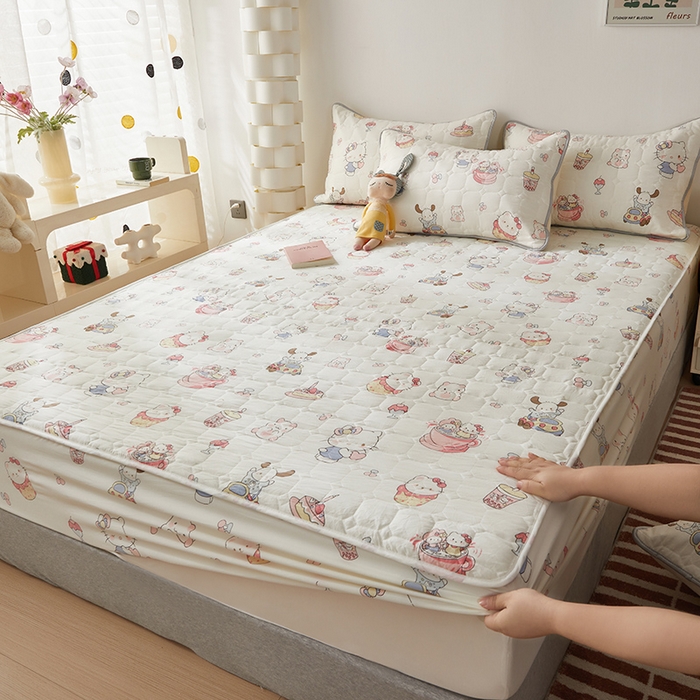 91家纺网 家纺一手货源 找家纺 （总）舒居家纺 2026春夏新款夹棉防水印花单床笠 床笠单件