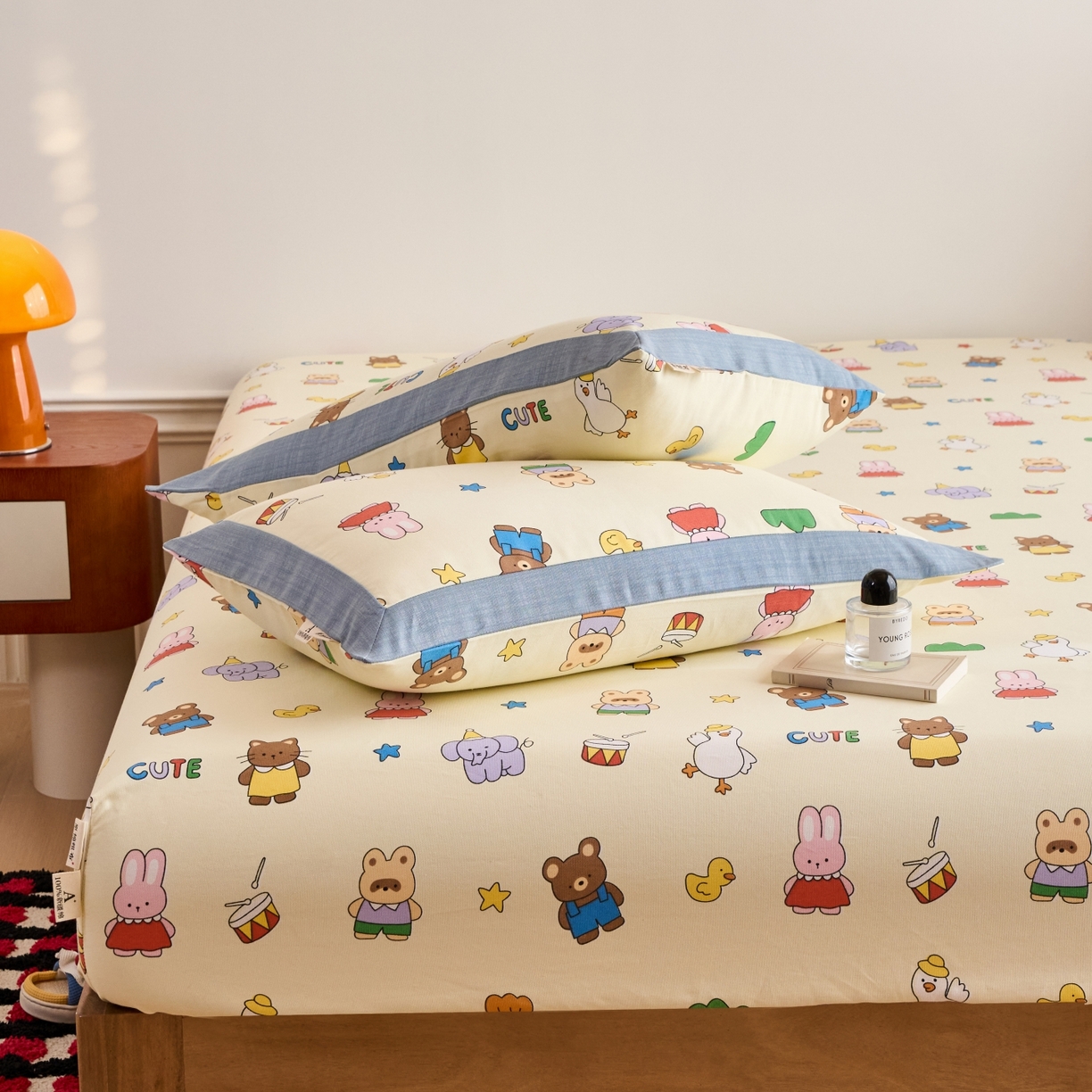 91家纺网 家纺一手货源 找家纺 春皖家纺 2026新款全棉老粗布工艺款单床笠床笠单件 快乐园