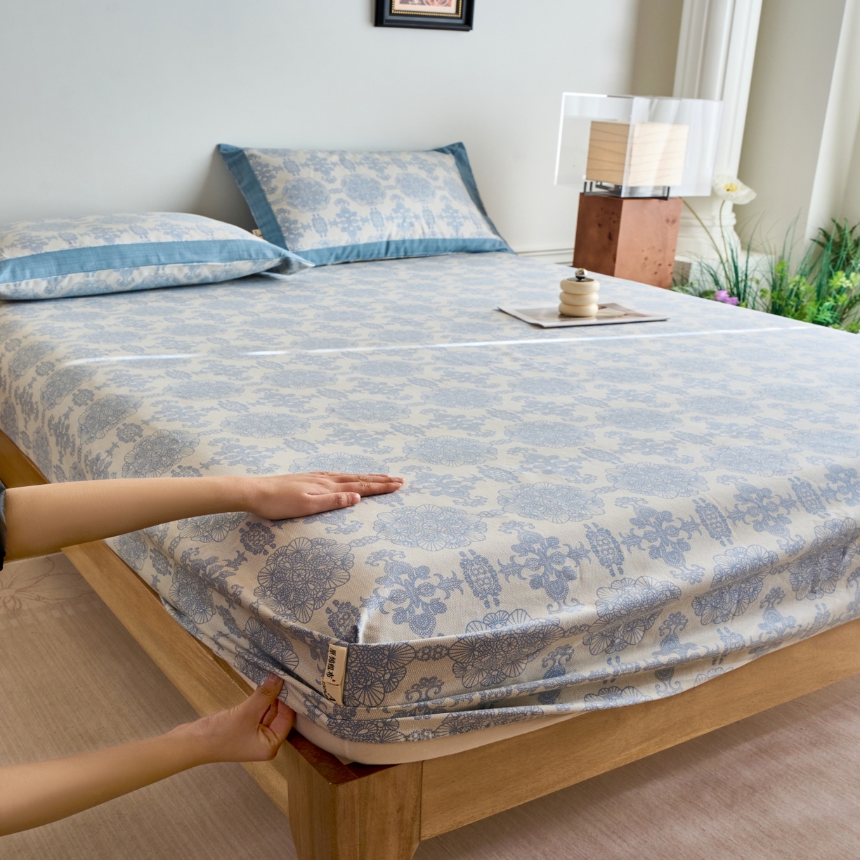 91家纺网 家纺一手货源 找家纺 春皖家纺 2026新款全棉老粗布工艺款单床笠床笠单件 卢卡