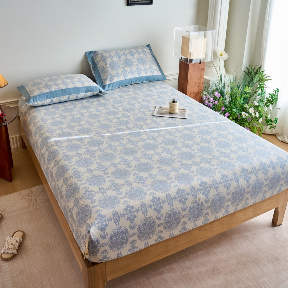 91家纺网 家纺一手货源 找家纺 春皖家纺 2026新款全棉老粗布工艺款单床笠床笠单件 卢卡