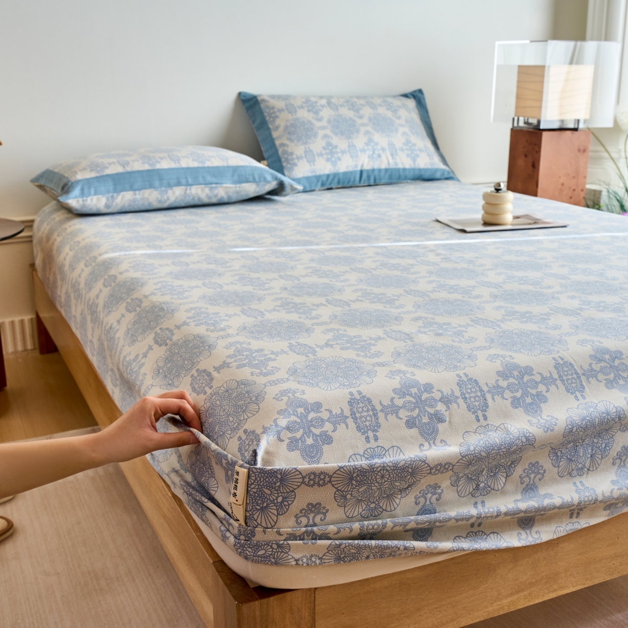 91家纺网 家纺一手货源 找家纺 春皖家纺 2026新款全棉老粗布工艺款单床笠床笠单件 卢卡