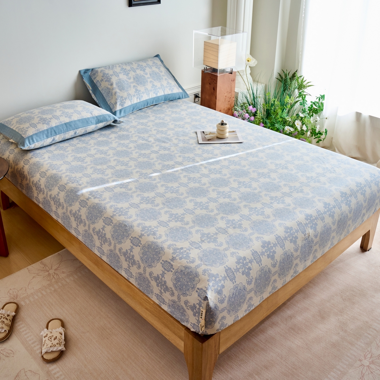 91家纺网 家纺一手货源 找家纺 春皖家纺 2026新款全棉老粗布工艺款单床笠床笠单件 卢卡