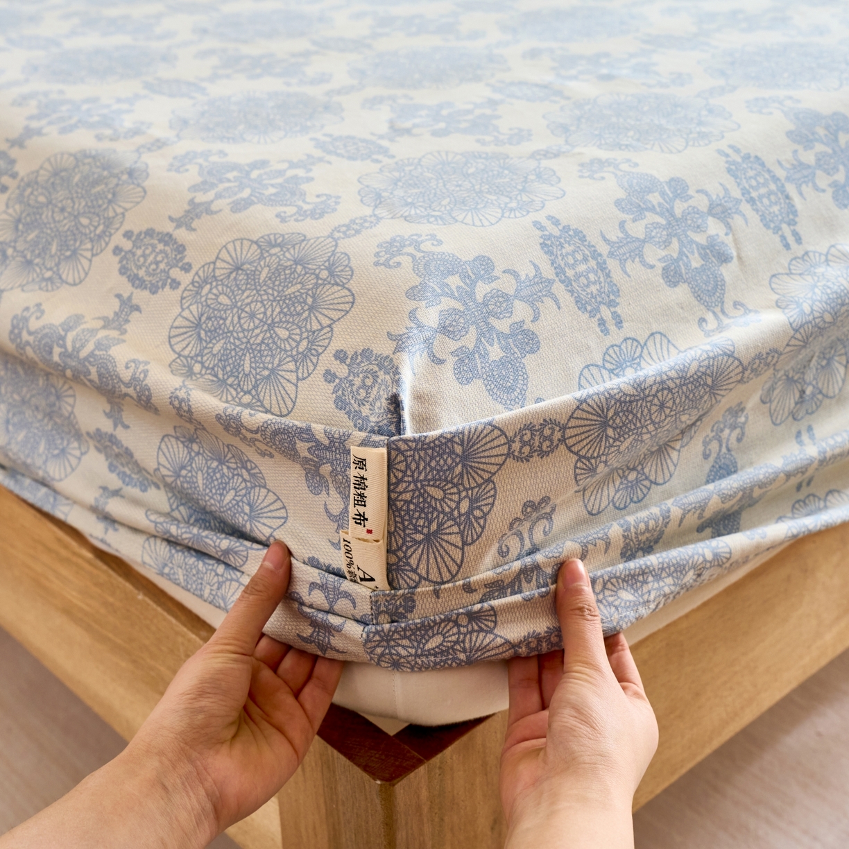 91家纺网 家纺一手货源 找家纺 春皖家纺 2026新款全棉老粗布工艺款单床笠床笠单件 卢卡