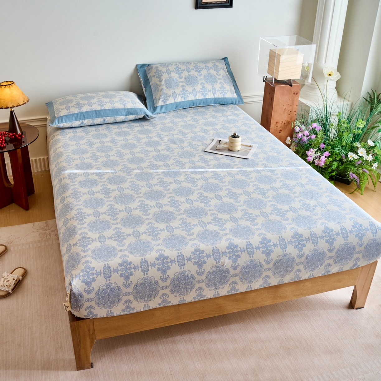 91家纺网 家纺一手货源 找家纺 春皖家纺 2026新款全棉老粗布工艺款单床笠床笠单件 卢卡