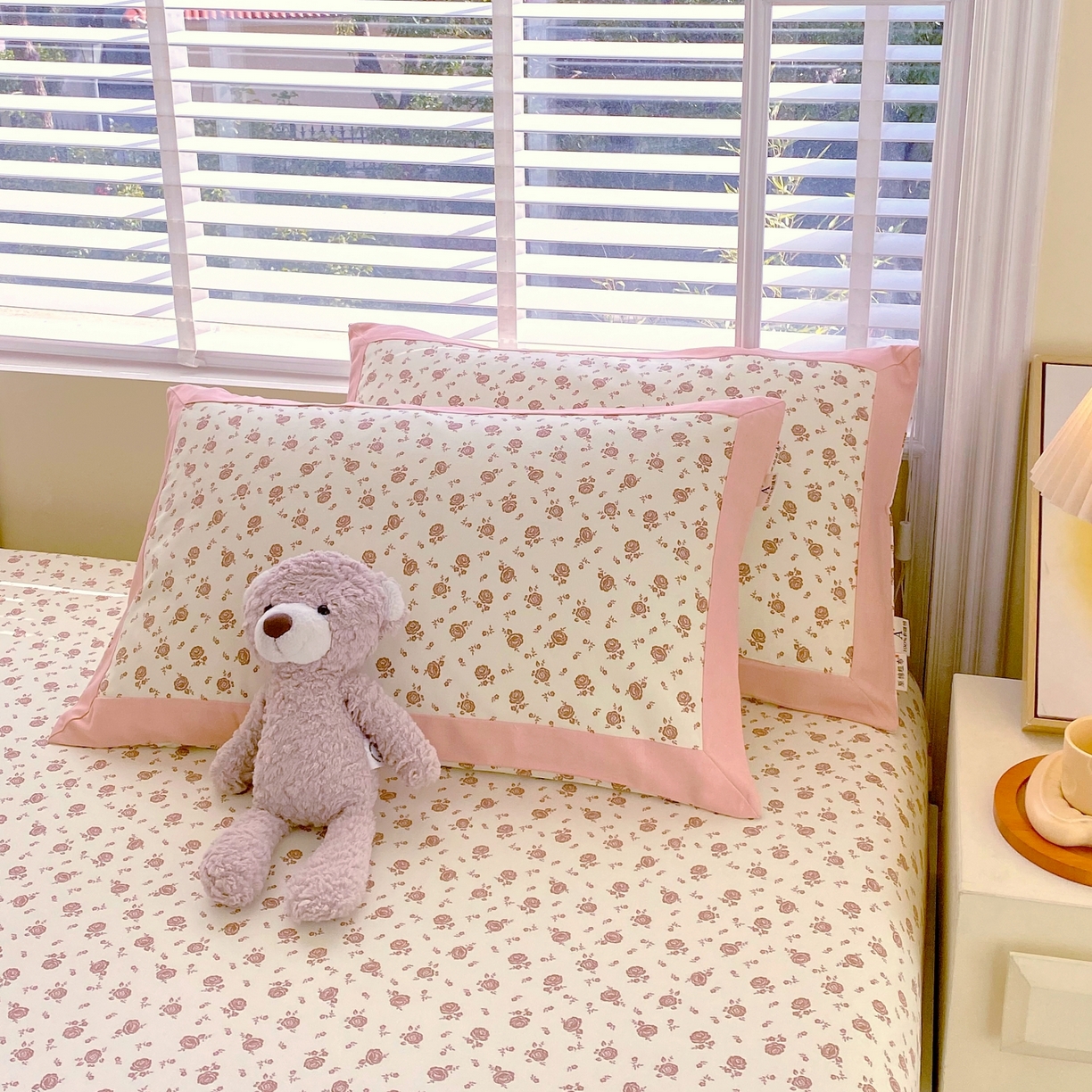 91家纺网 家纺一手货源 找家纺 春皖家纺 2026新款全棉老粗布工艺款单床笠床笠单件 玫瑰情