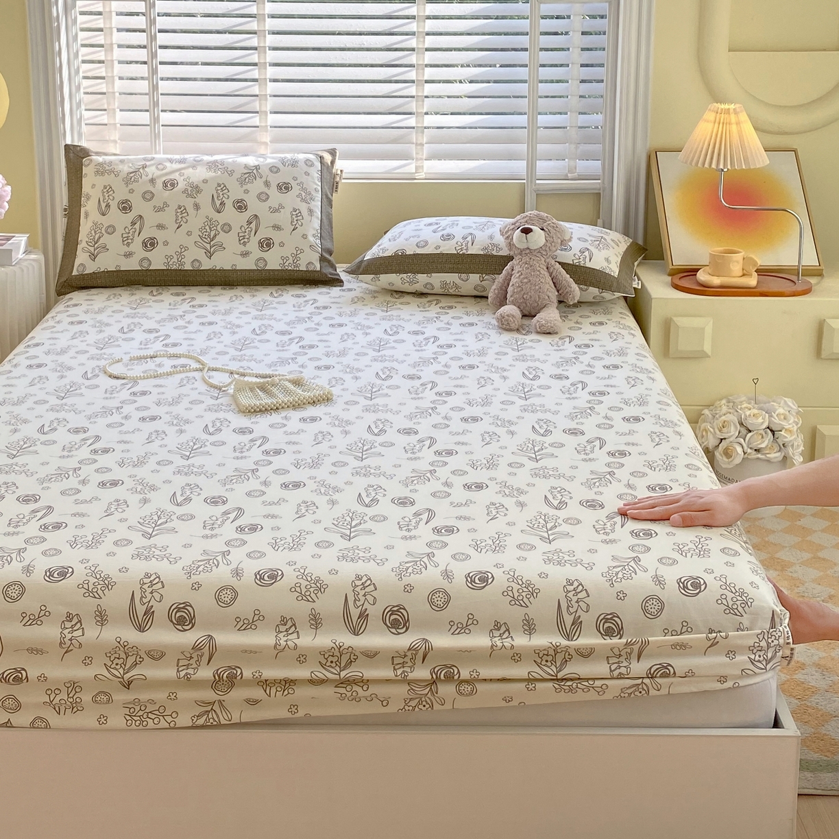 春皖家纺 2026新款全棉老粗布工艺款单床笠床笠单件 浅韵-白