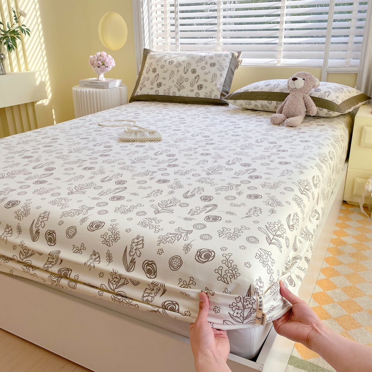 91家纺网 家纺一手货源 找家纺 春皖家纺 2026新款全棉老粗布工艺款单床笠床笠单件 浅韵-白