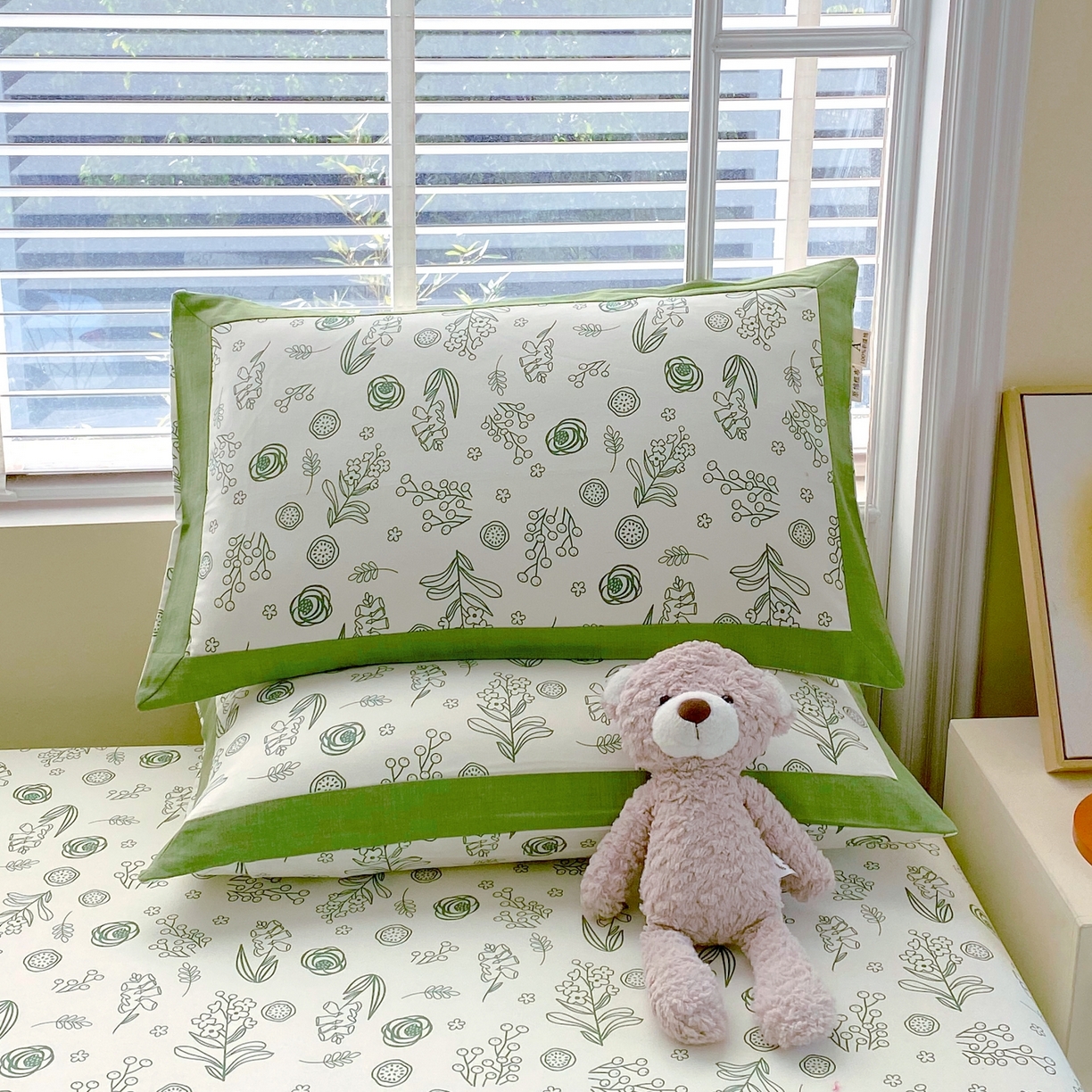 91家纺网 家纺一手货源 找家纺 春皖家纺 2026新款全棉老粗布工艺款单床笠床笠单件 浅韵-绿