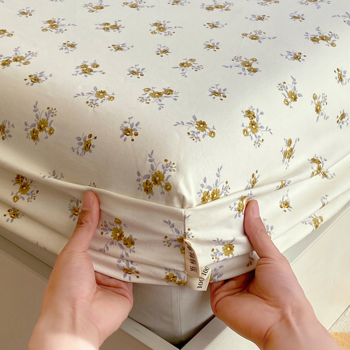 91家纺网 家纺一手货源 找家纺 春皖家纺 2026新款全棉老粗布工艺款单床笠床笠单件 倩影米