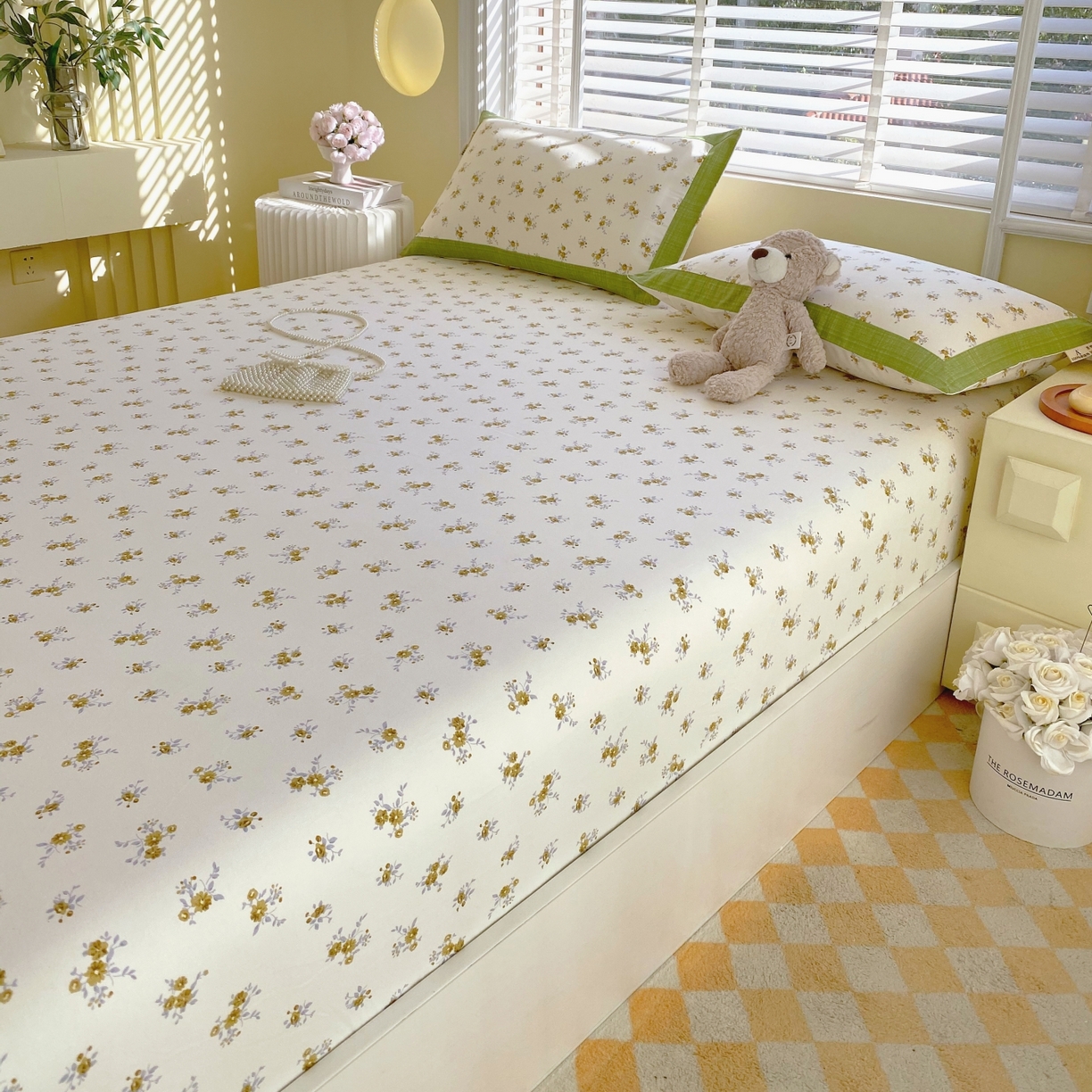 91家纺网 家纺一手货源 找家纺 春皖家纺 2026新款全棉老粗布工艺款单床笠床笠单件 倩影米