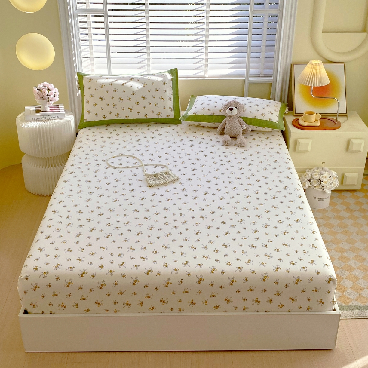 91家纺网 家纺一手货源 找家纺 春皖家纺 2026新款全棉老粗布工艺款单床笠床笠单件 倩影米