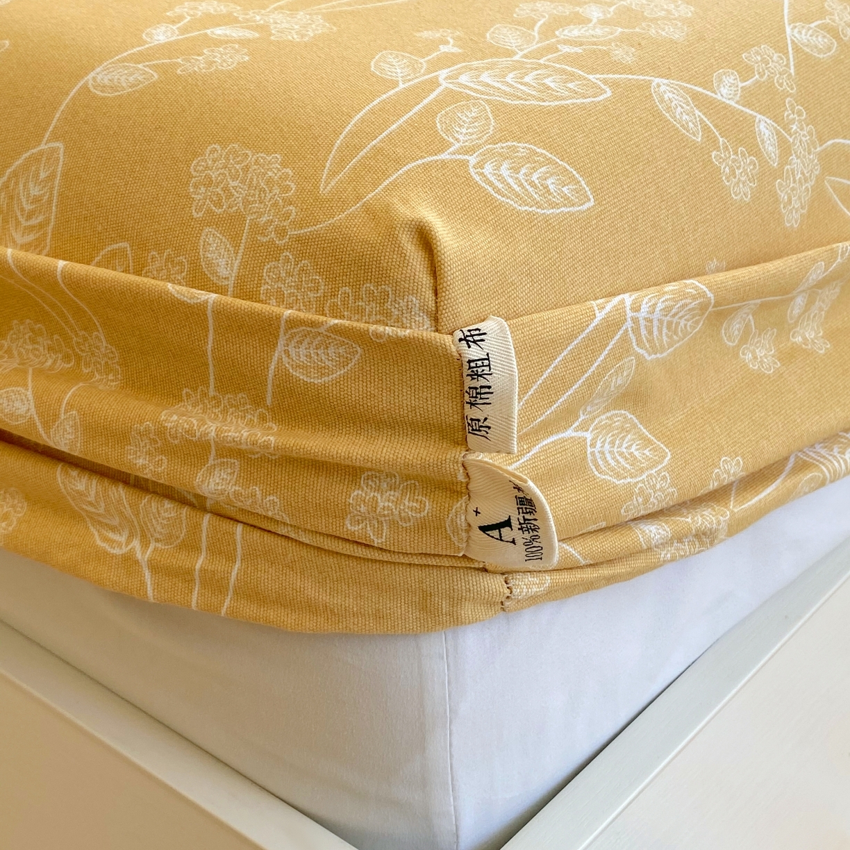 91家纺网 家纺一手货源 找家纺 春皖家纺 2026新款全棉老粗布工艺款单床笠床笠单件 如梦黄