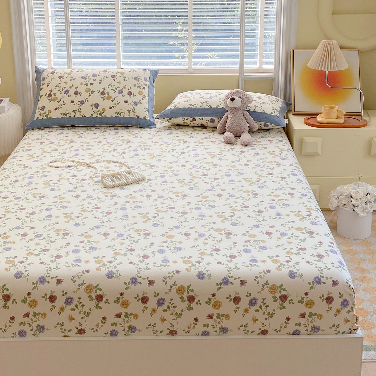 91家纺网 家纺一手货源 找家纺 春皖家纺 2026新款全棉老粗布工艺款单床笠床笠单件 田园梦