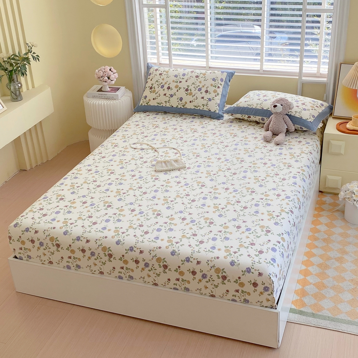 91家纺网 家纺一手货源 找家纺 春皖家纺 2026新款全棉老粗布工艺款单床笠床笠单件 田园梦