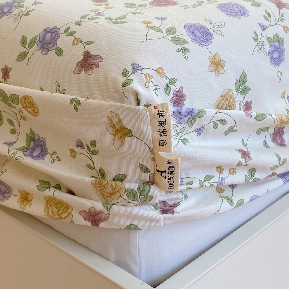 91家纺网 家纺一手货源 找家纺 春皖家纺 2026新款全棉老粗布工艺款单床笠床笠单件 田园梦