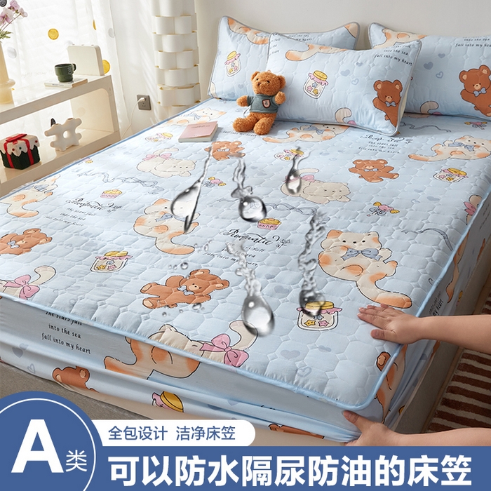 舒居家纺 2026春夏新款夹棉防水印花单床笠 床笠单件 小猫逃离季